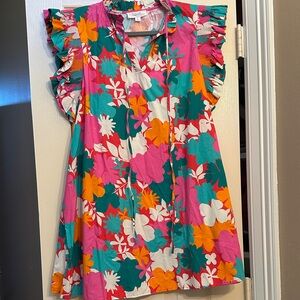 Peach Love California Colorful Floral Dress